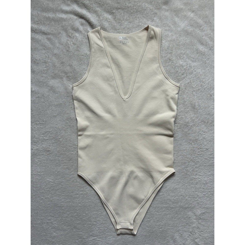NEW shaping Ribbed Bodysuit with Snap Accents Stretch Women's Size XL